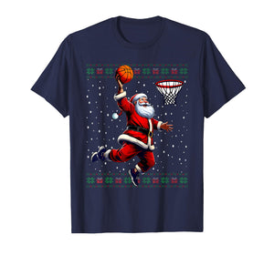 Funny Santa Basketball Ugly Christmas Sweater Men Women T-Shirt