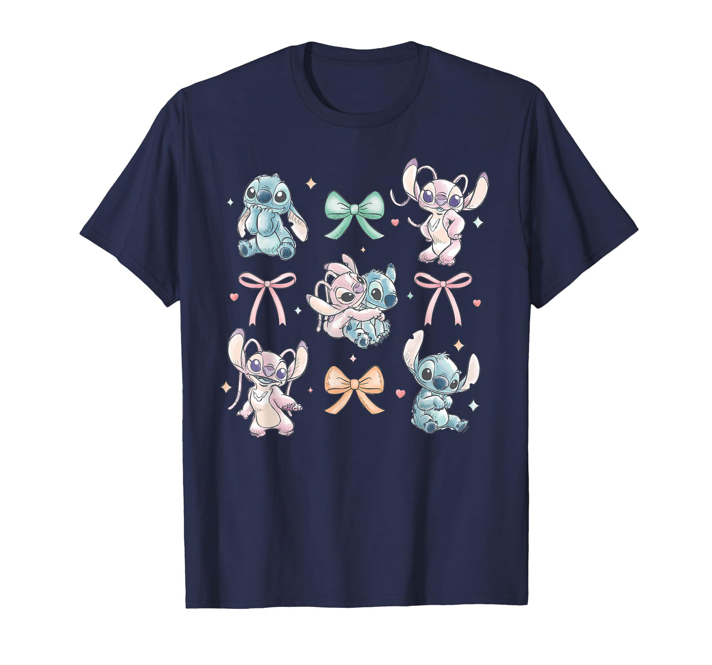 Disney Stitch & Angel Coquette Style Bows Valentine's Day T-Shirt