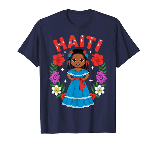 Haiti Haitian Girl Traditional Dress Flowers Heritage T-Shirt