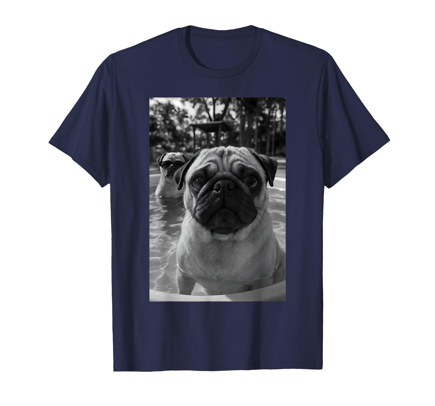 Pug Pool Selfie Cute Dog Photography Sunglasses Women Men T-Shirt