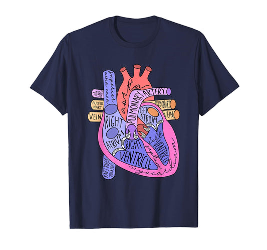 Anatomical Heart CVICU Cardiac Nurse Anatomy Cardiology T-Shirt