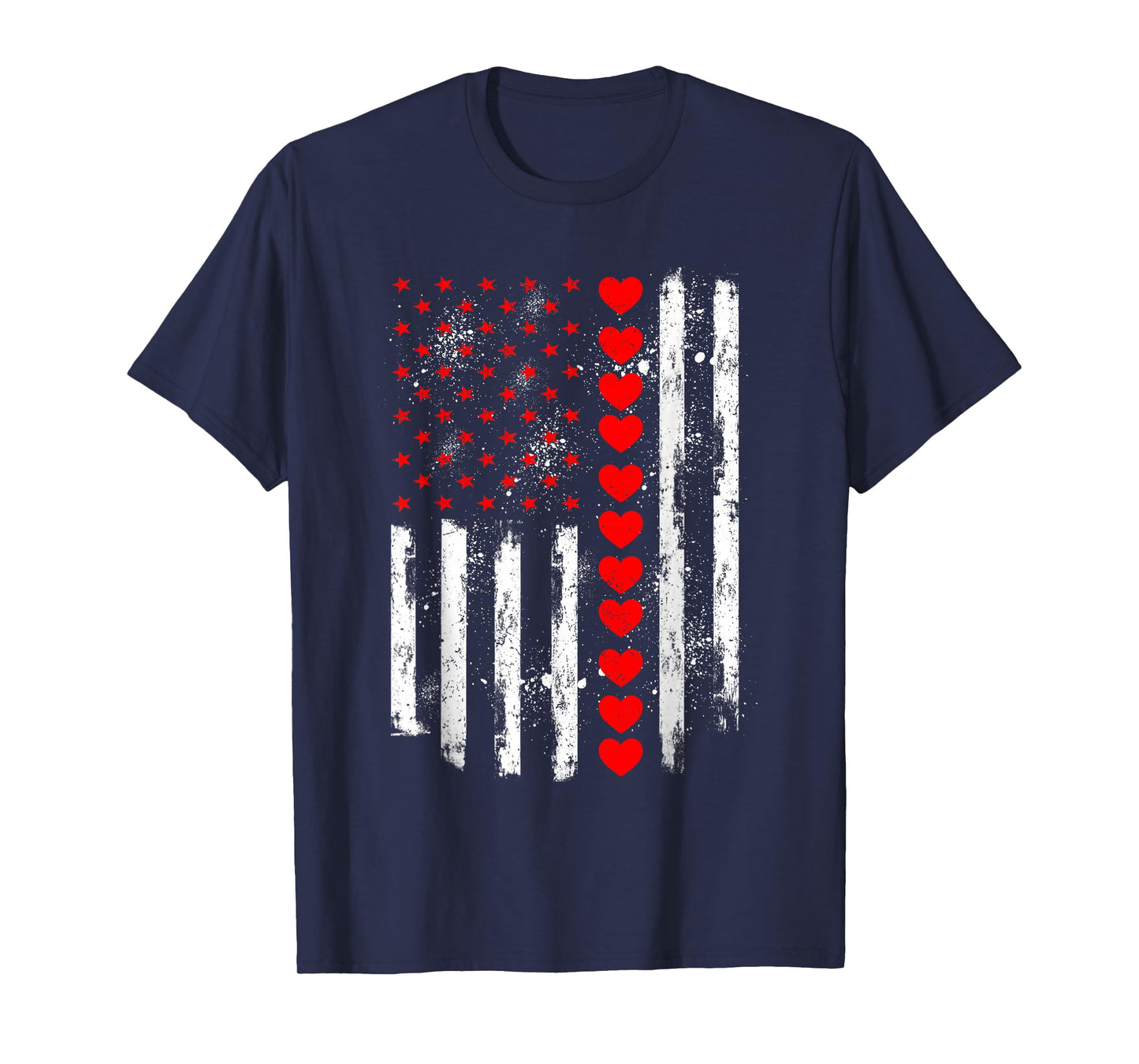 Retro Love Heart Graphic USA American Flag Valentine Men T-Shirt