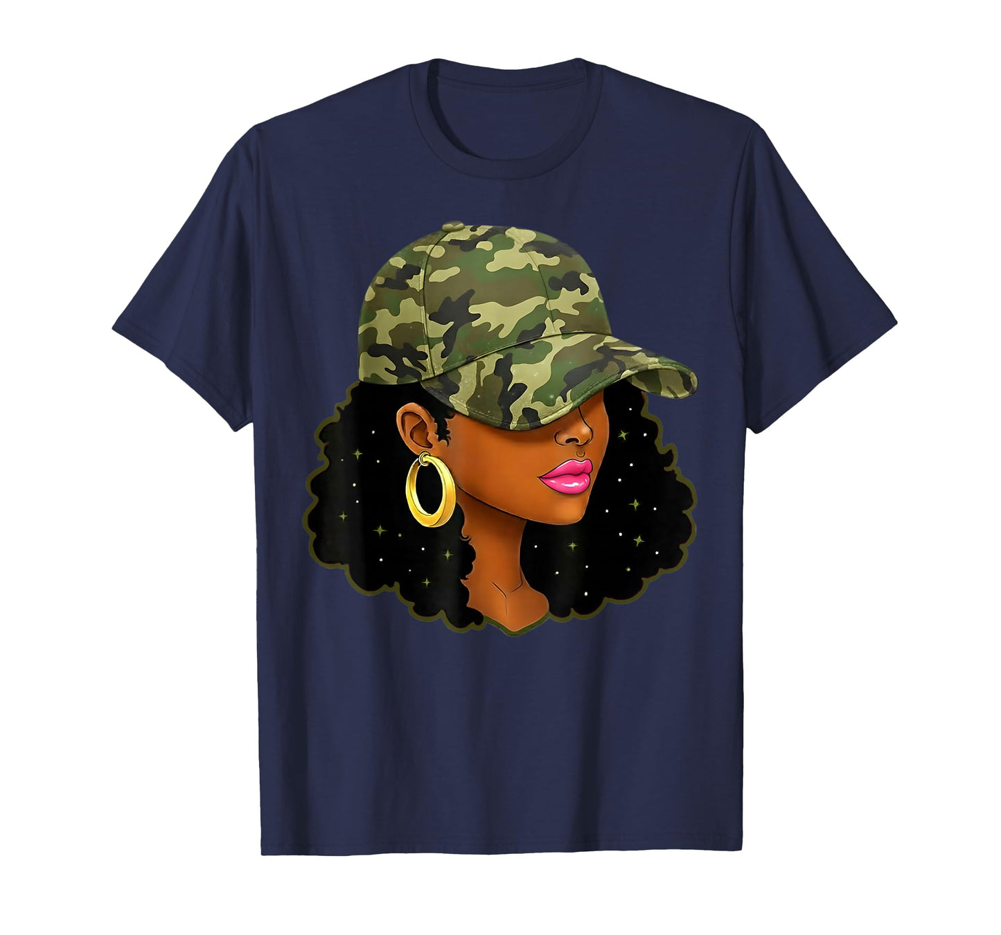 Queen Black Woman with Camo Cap Locs African American T-Shirt