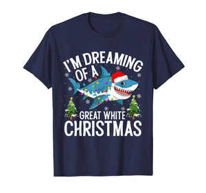 I'm Dreaming of A Great White Christmas Shark Lights Xmas T-Shirt