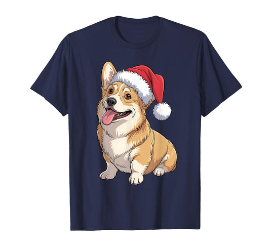 Corgi Dog Christmas Santa Hat Pet Dog Lovers Funny T-Shirt