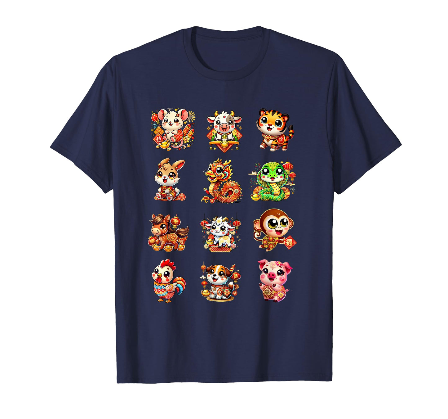 Chinese New Year Cute 12 Zodiac Animal Signs Lunar New Year T-Shirt