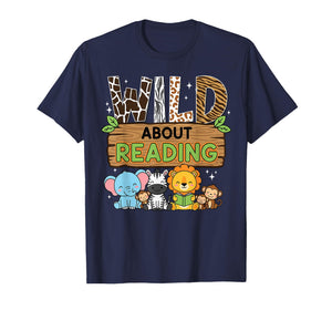 Zoo Animals Wild About Reading Books Reader Lover Librarian T-Shirt