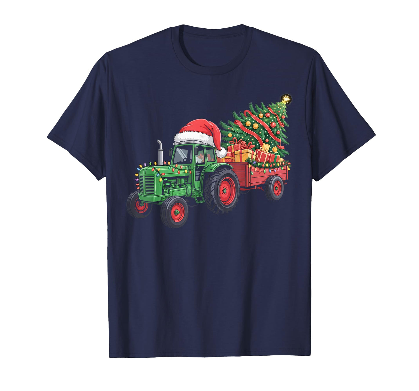 Tractor Christmas Tree Lights Farm Holiday T-Shirt