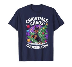 Christmas Chaos Coordinator Puppy Funny Doberman Pinscher T-Shirt