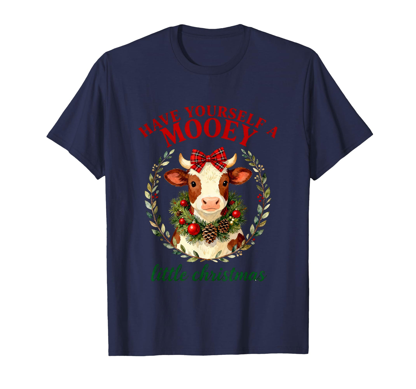 Christmas Vintage Small Town Western Cowgirl Highland Cow T-Shirt