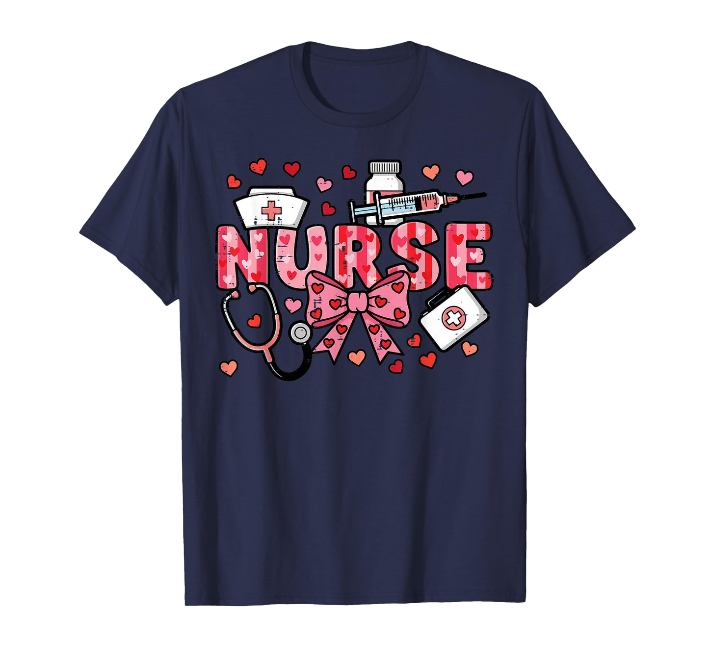 Valentines Day Nurse Plaid Stethoscope Scrub Top Women Men T-Shirt