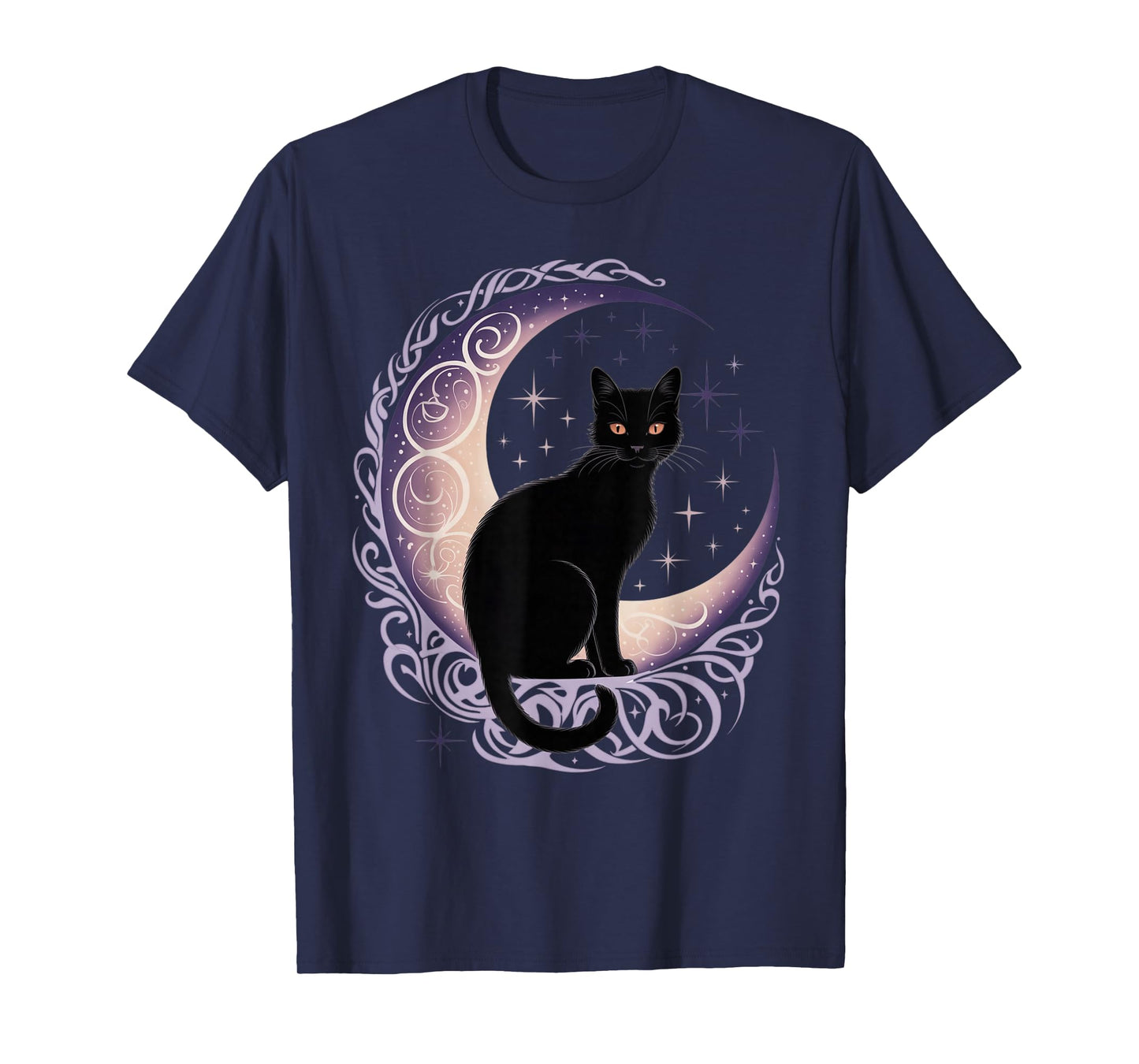 Black Cat Moon Satanism Demonic Devil Witchcraft Goth Occult T-Shirt