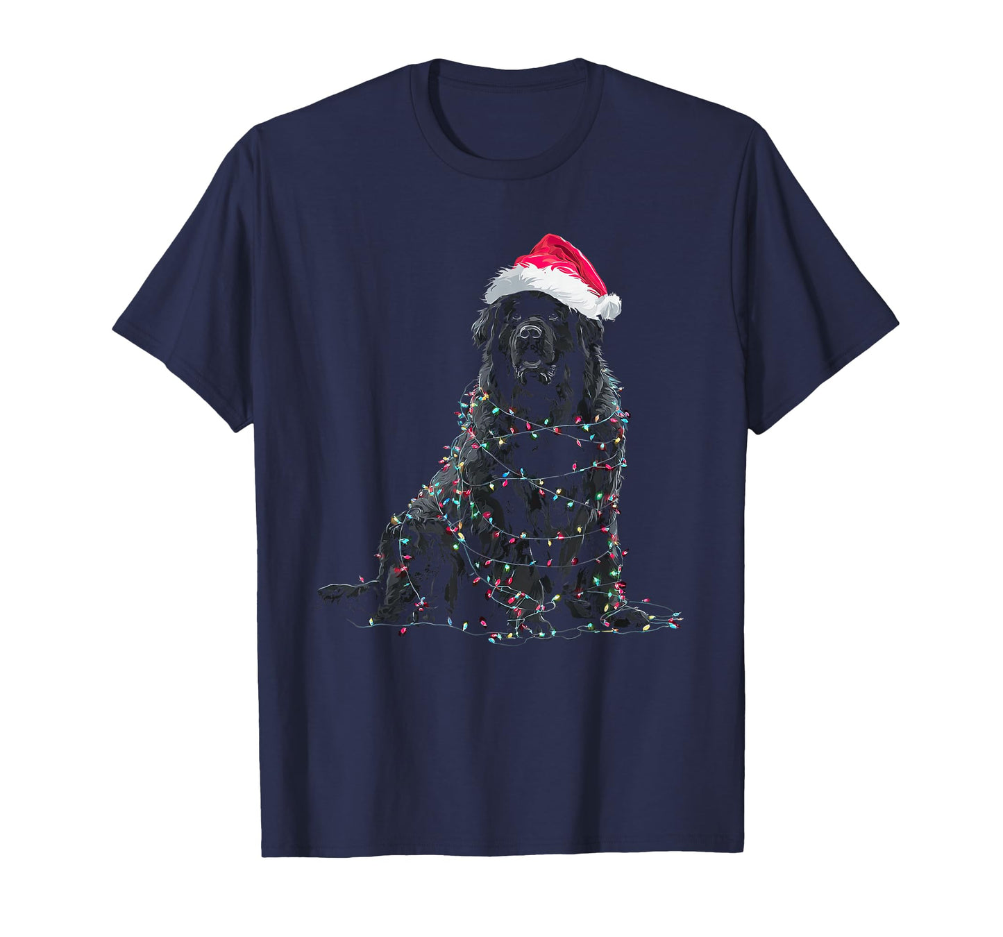 Funny Newfoundland Christmas Graphic Dog Lights Lover Newfie T-Shirt