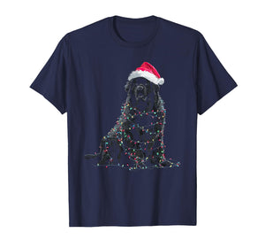 Funny Newfoundland Christmas Graphic Dog Lights Lover Newfie T-Shirt