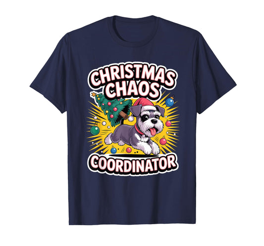 Christmas Chaos Coordinator Puppy Funny Mini Schnauzer T-Shirt