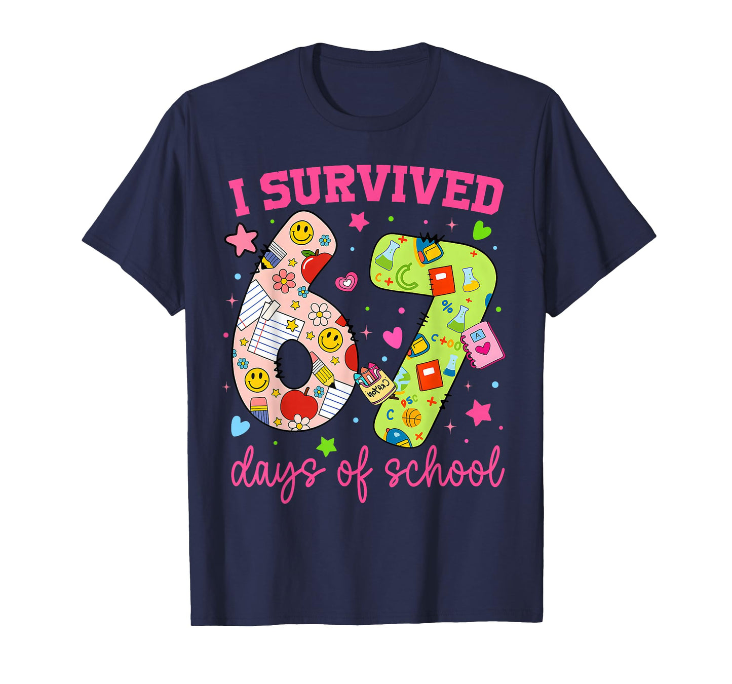 I Survived 67 Days of School Funny Camouflage Boy Girl Kid T-Shirt