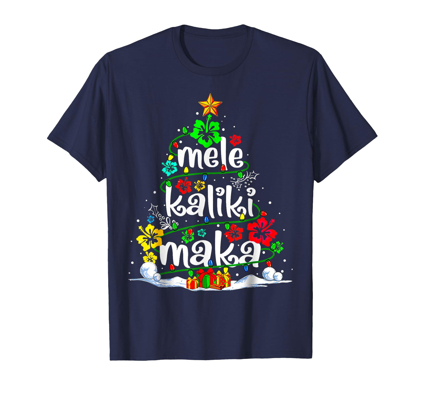 Mele Kalikimaka Tropical Christmas Hawaiian Santa Xmas Tree T-Shirt