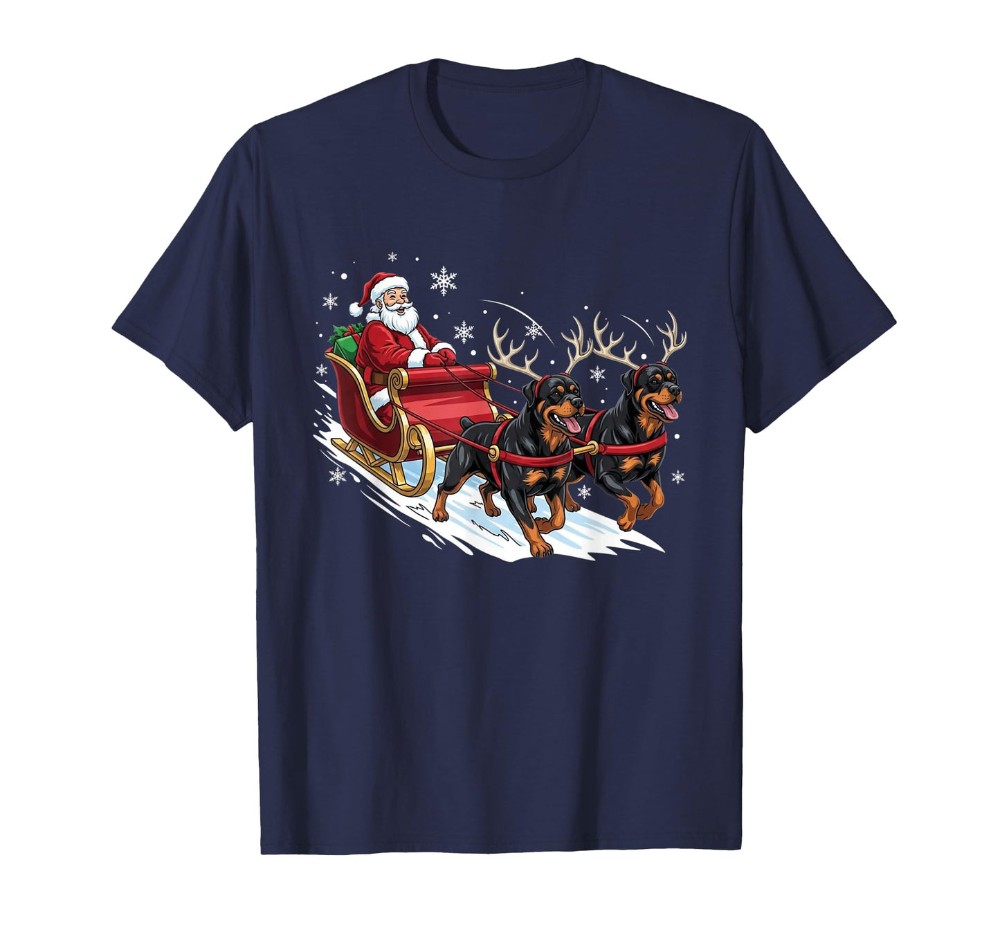 Funny Rottweiler Christmas Santa Cute Dog Lovers T-Shirt