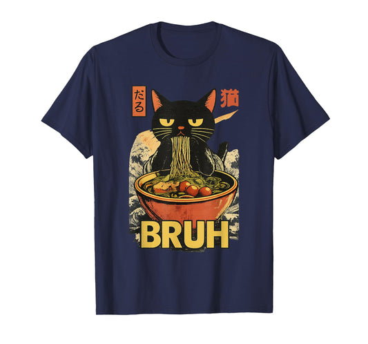 Funny Cat Bruh Ramen Noodles, Kawaii Anime Japanese Food T-Shirt