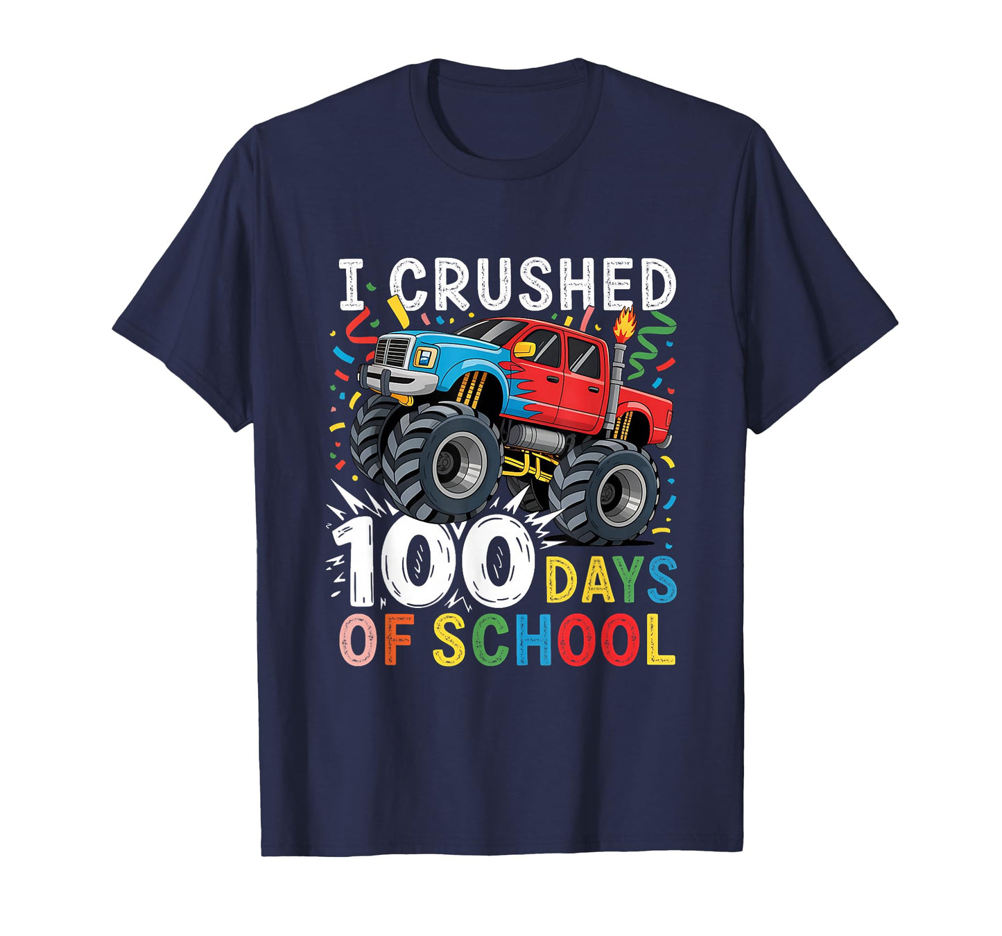 100 Days of School Boys Monster Truck 100th Day of School T-Shirt