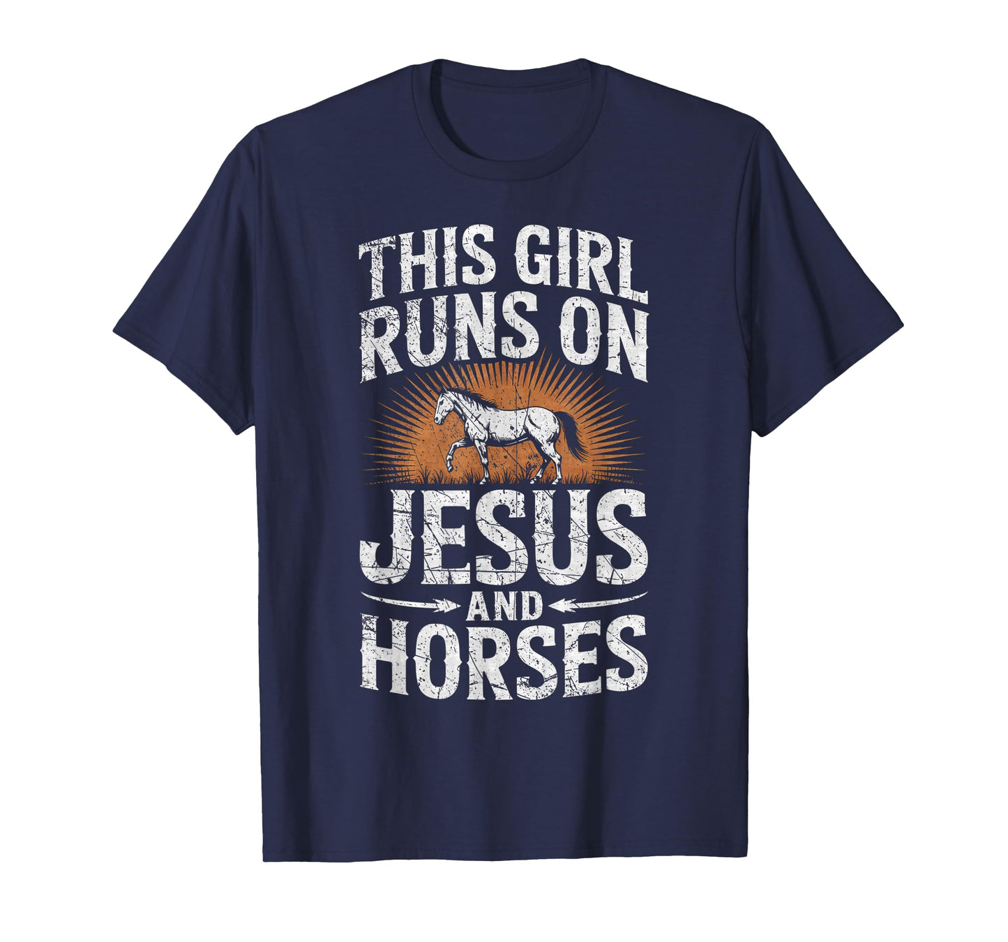 This Girl Runs On Jesus and Horses Horse Riding Equestrian T-Shirt