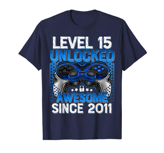 Level 15 Unlocked 15 Year Old Gifts Boys 15th Birthday Boy T-Shirt