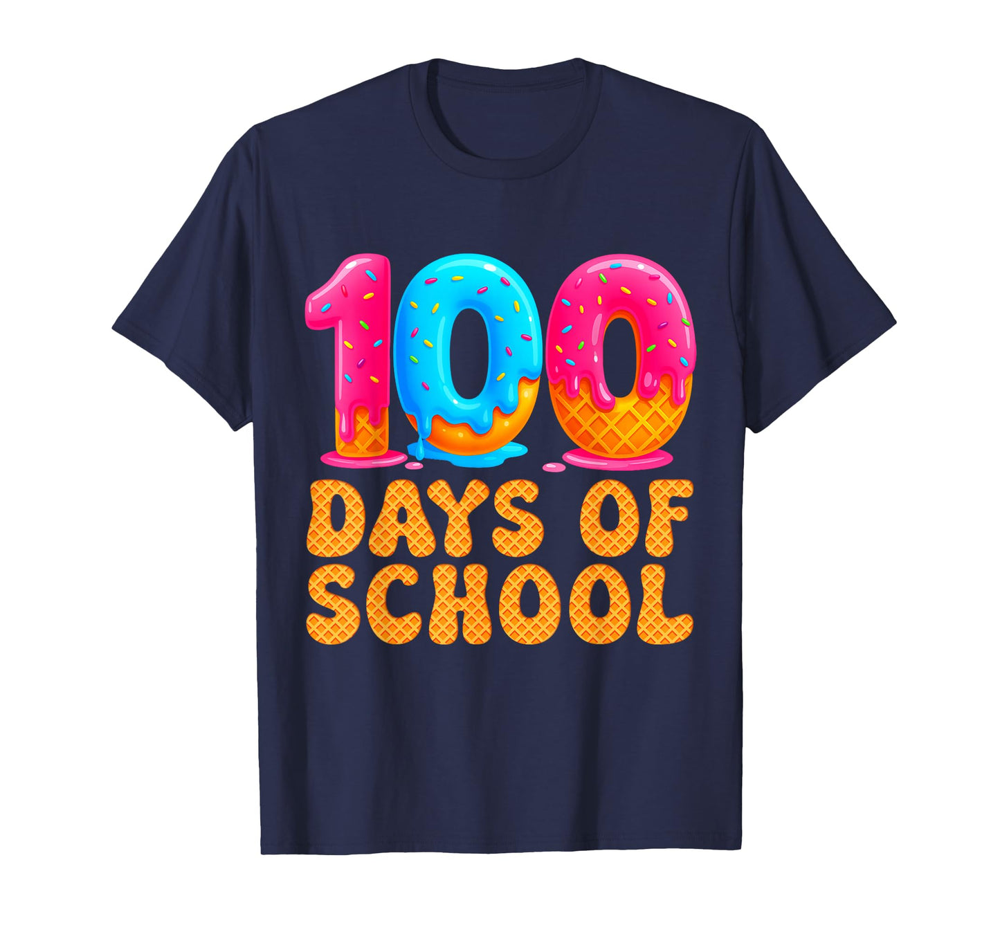 100 Days of School Kid Ice Cream Drip 100th Day Teacher Girl T-Shirt