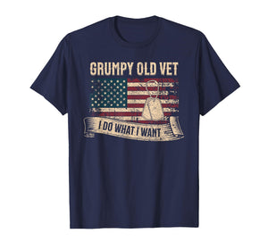 Grumpy Old Vet I Do What I Want Veteran USA American Flag T-Shirt
