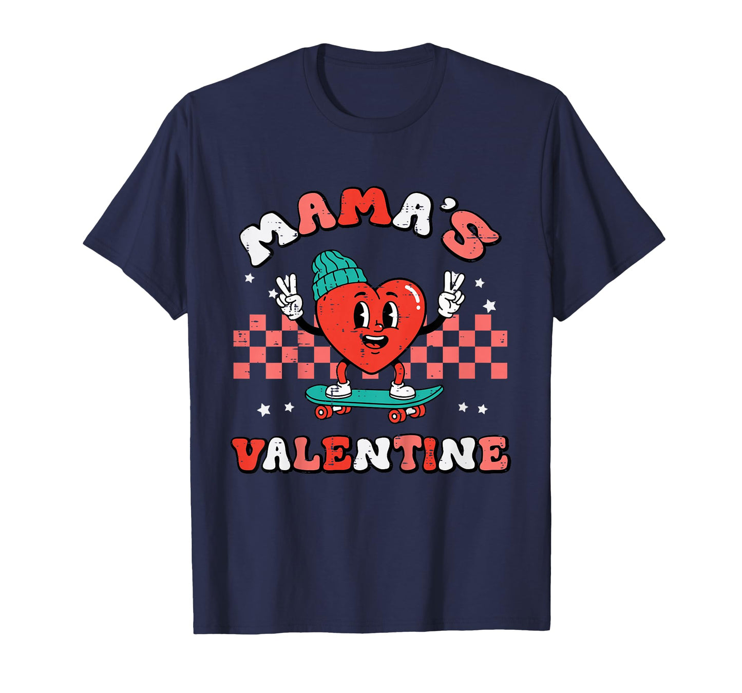 Kids Mamas Valentine Heart Skate Valentines Day Toddler Boys Kids T-Shirt