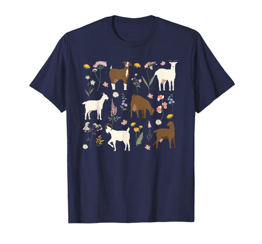 Goat Mom Flowers Goat Mama Goat Owner Goat Momma Goat Farmer T-Shirt