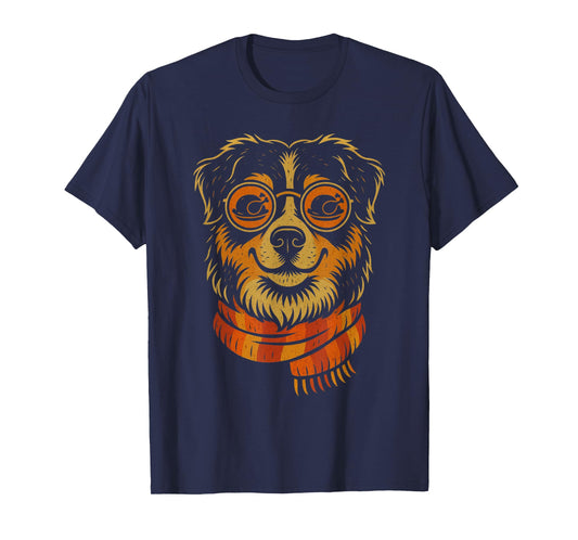 Funny Australian Shepherd Thanksgiving Dog Turkey Glasses T-Shirt