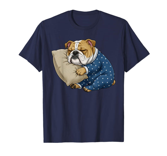Funny Sleepy English Bulldog Pug Pet Dog Animal Nightgown T-Shirt