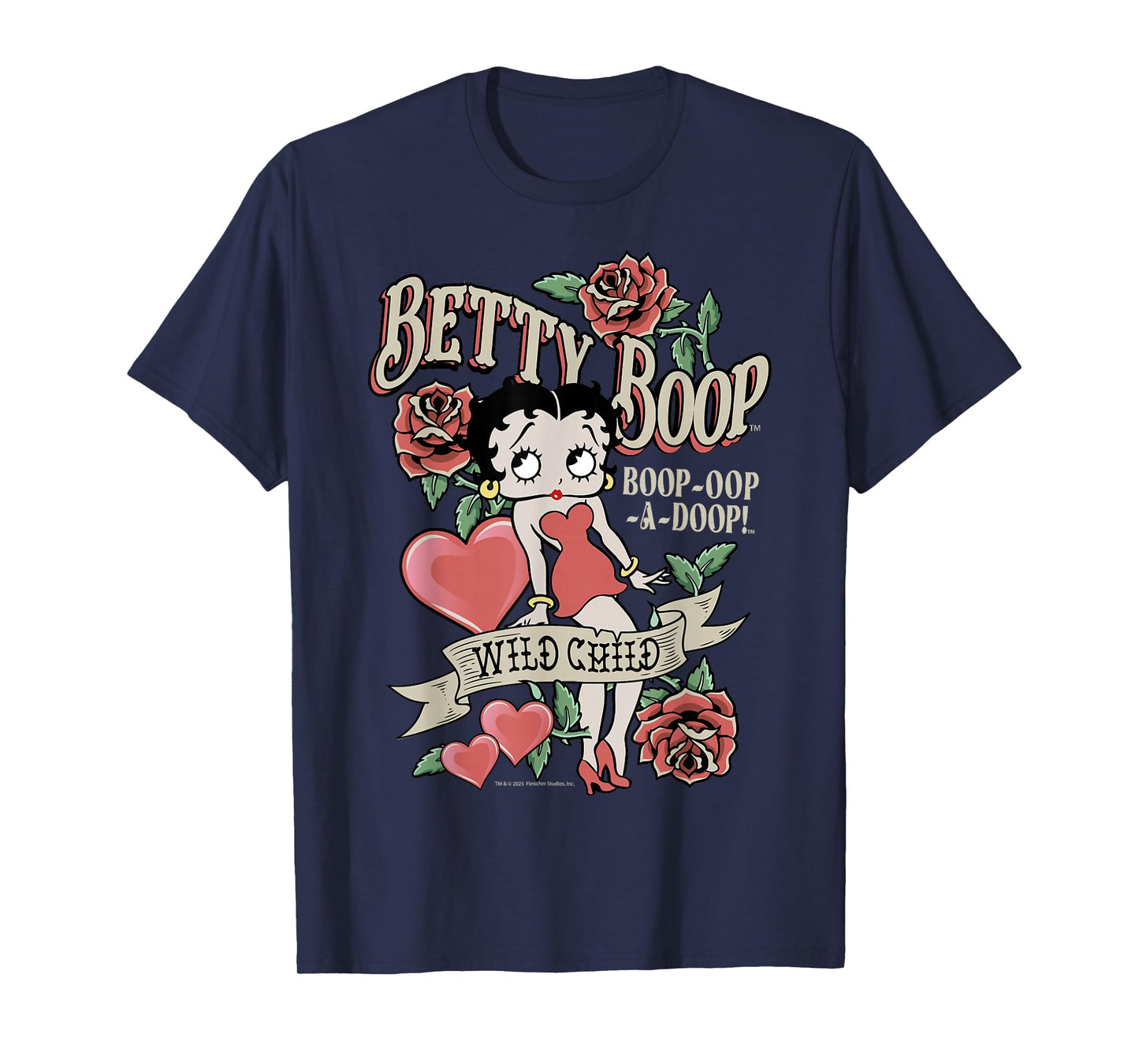 Betty Boop Betty Wild Child Roses Hearts T-Shirt