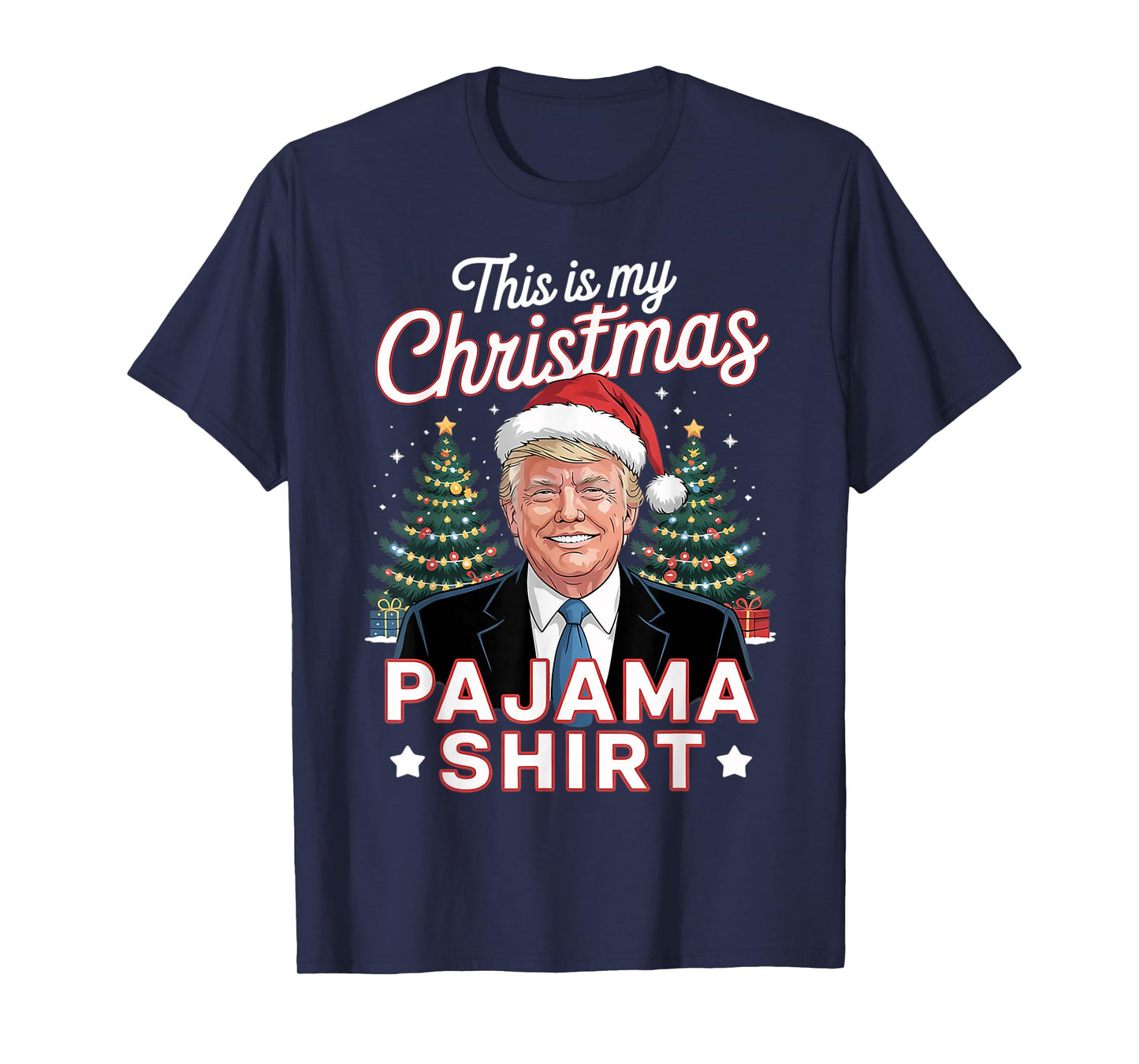 This is My Christmas Pajama Trump Santa Hat Xmas T-Shirt