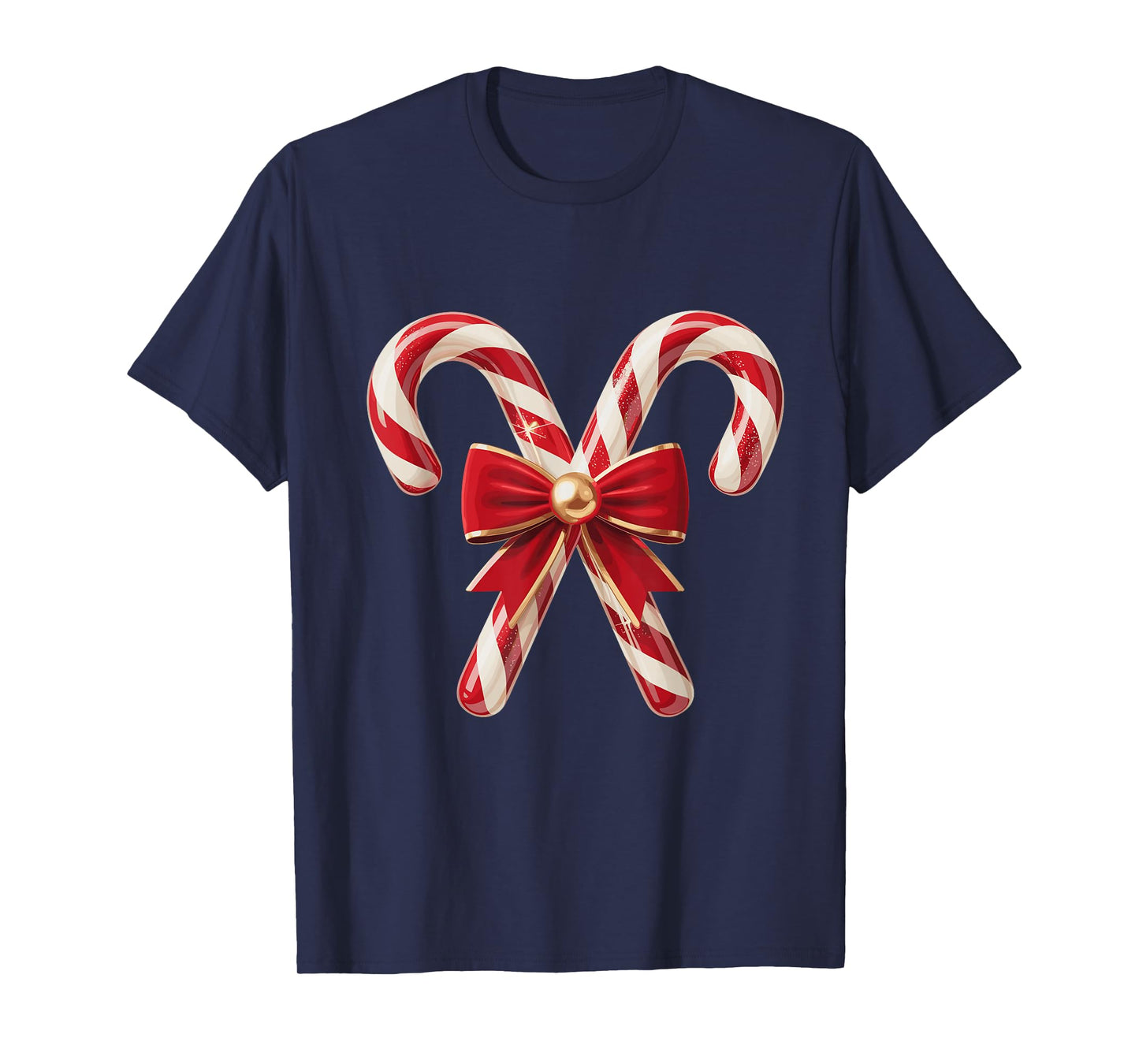 Candy Cane Coquette Bow Christmas Girls Women T-Shirt