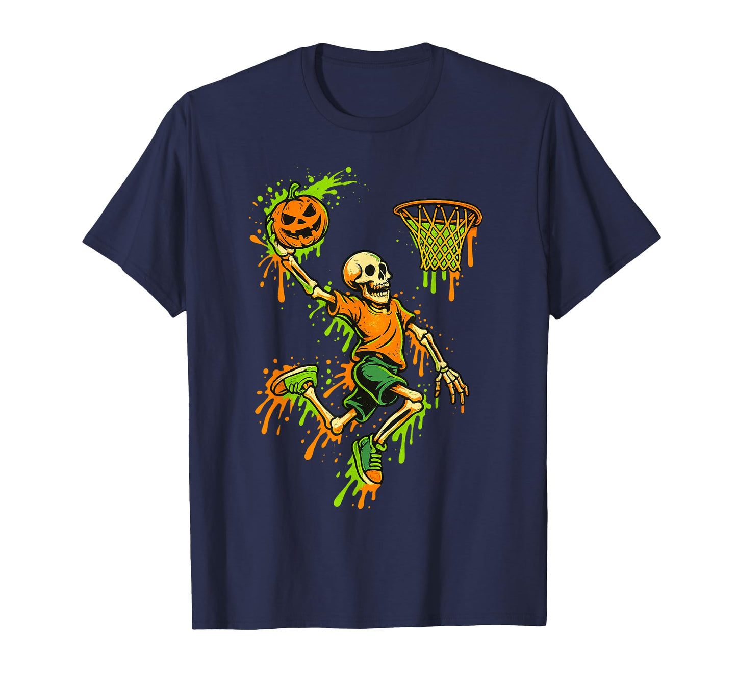 Spooky Basketball Halloween Costume Skeleton Player Boys T-Shirt