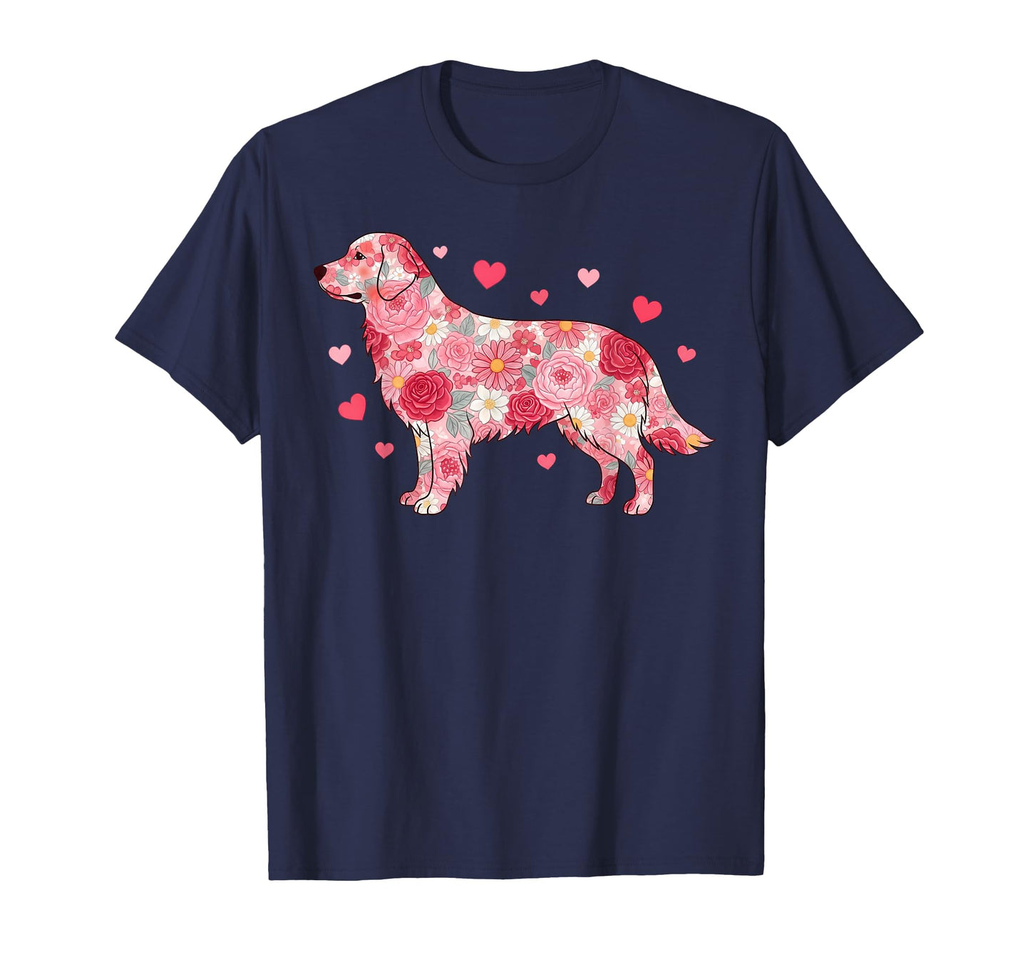 Floral Golden Retriever Heart Botanical Puppy Love T-Shirt