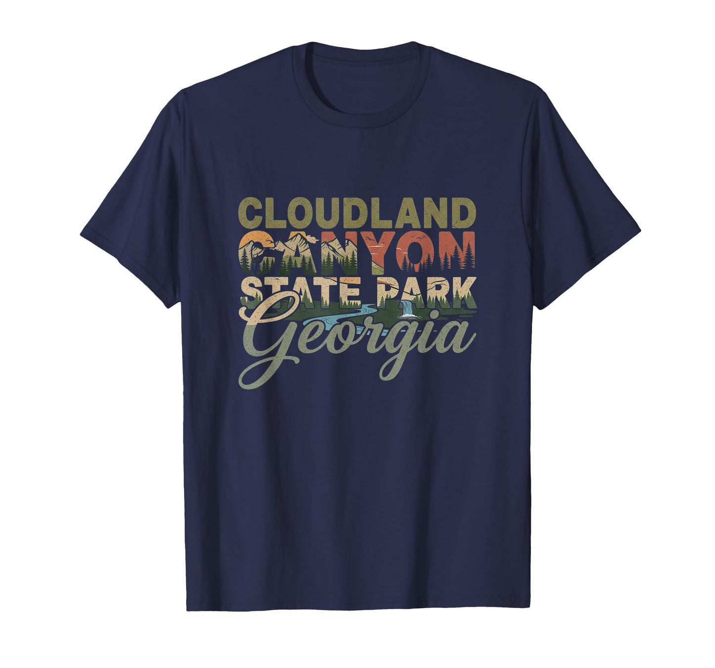 Retro Cloudland Canyon State Park Georgia Art Design T-Shirt