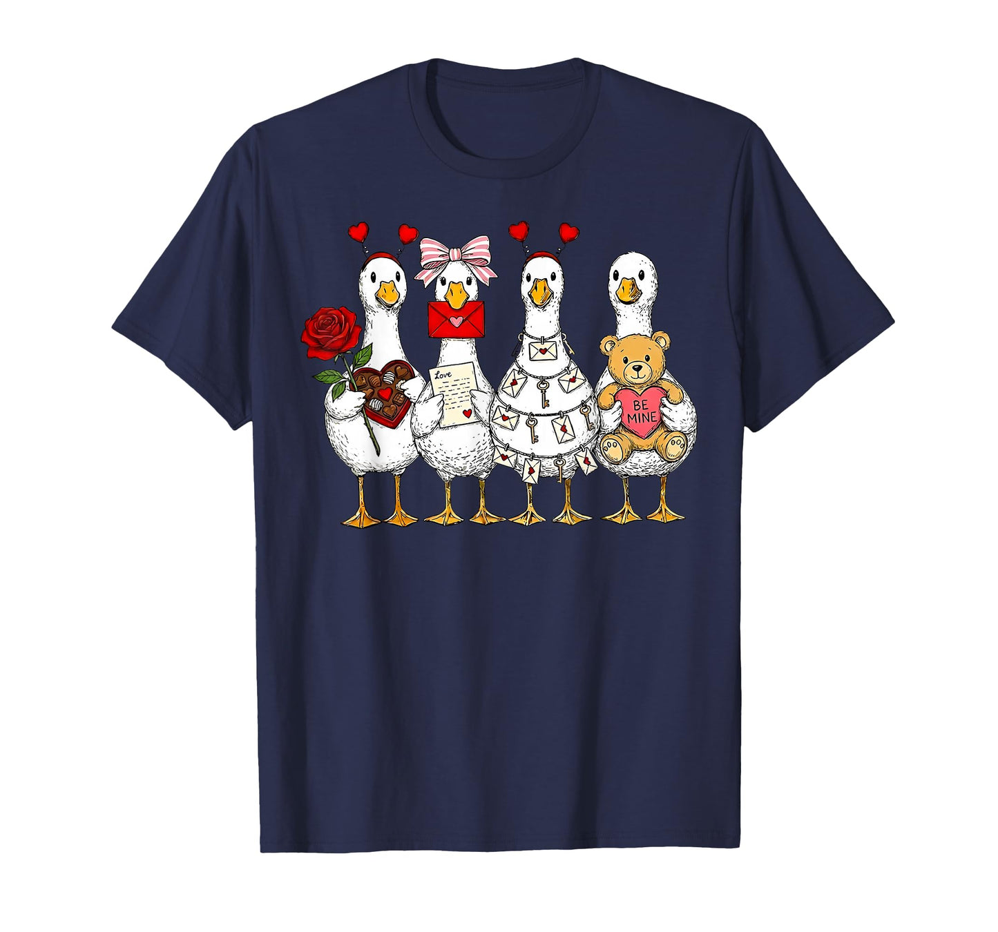 Funny Goose Happy Valentine Goose Cute Heart Lover Men Women T-Shirt