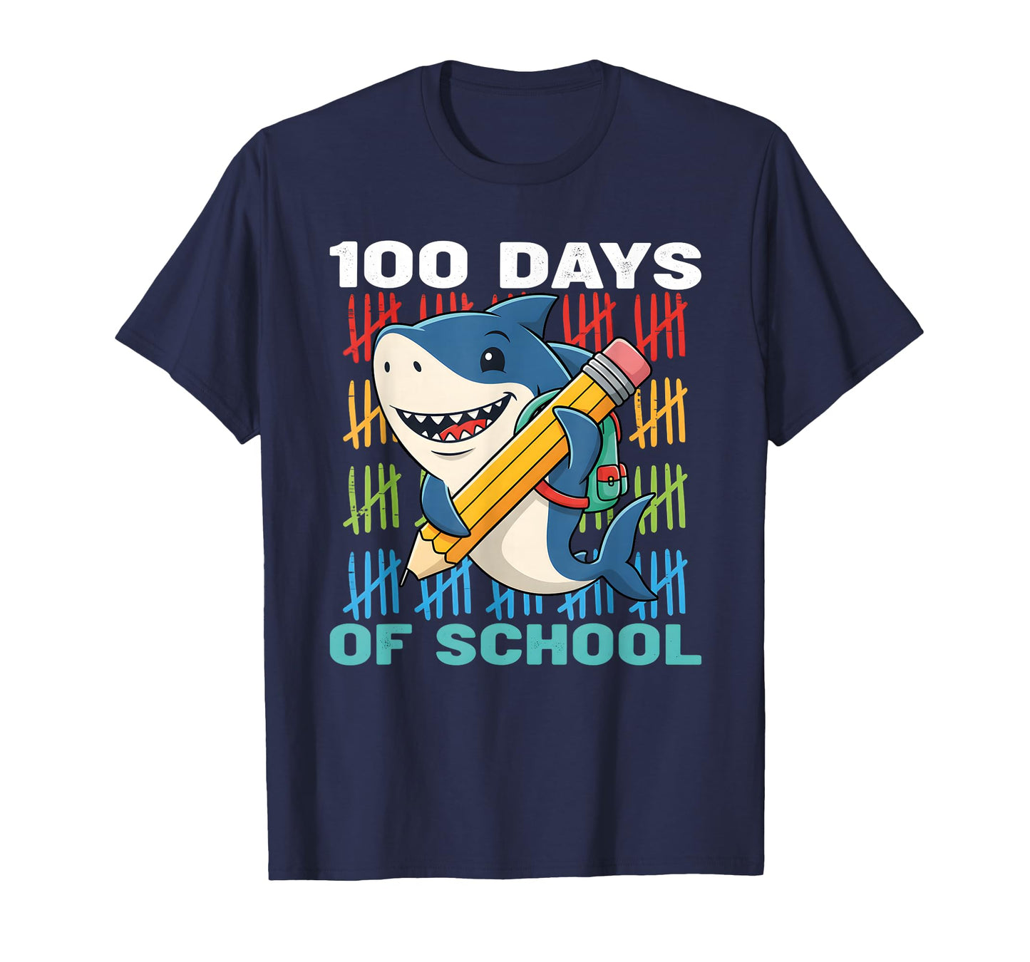 100 Days of School Shark 100th Day Toddler Boys Kids T-Shirt