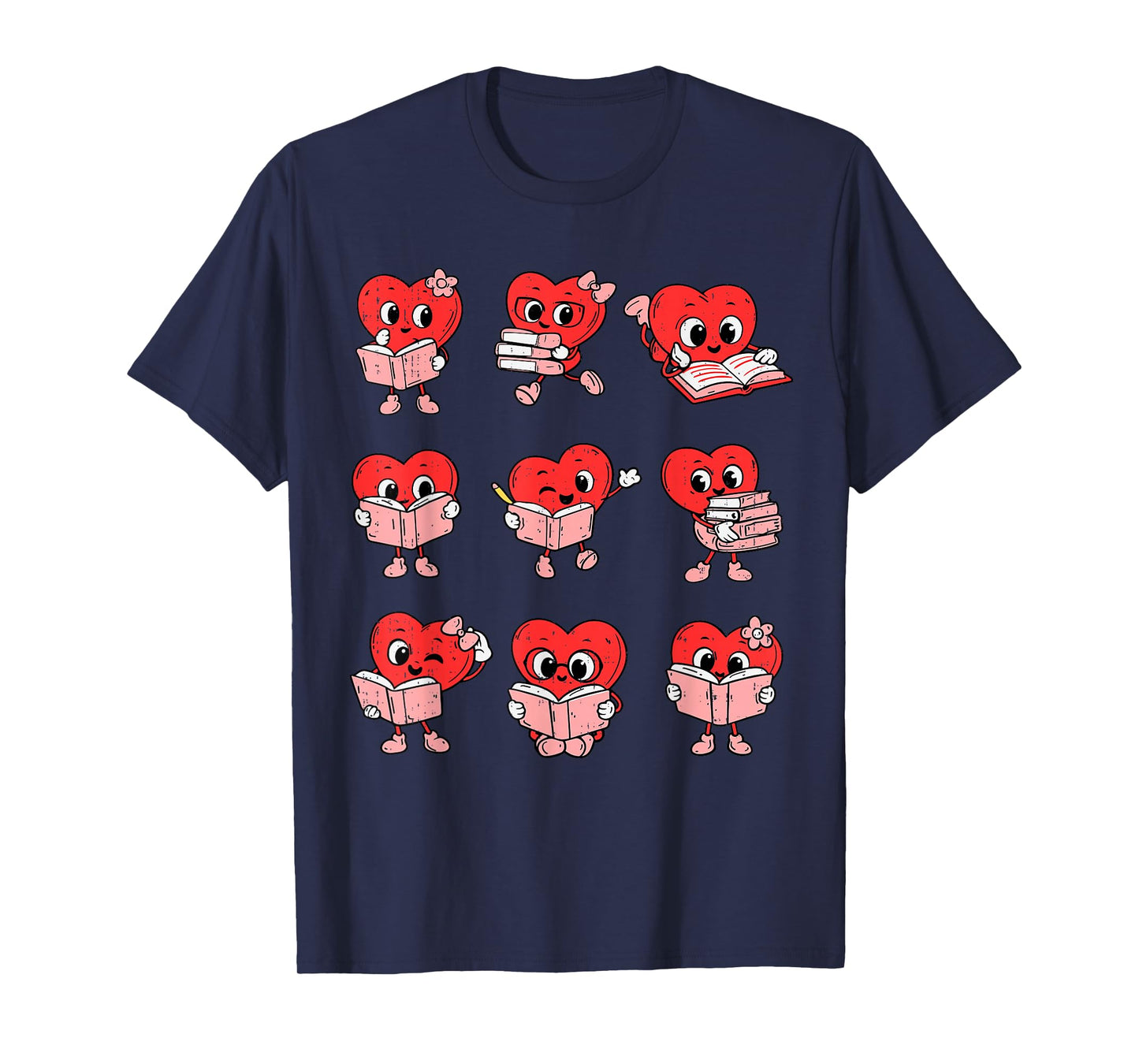 Teacher Valentines Day Reading Book Lover Bookworm Library T-Shirt