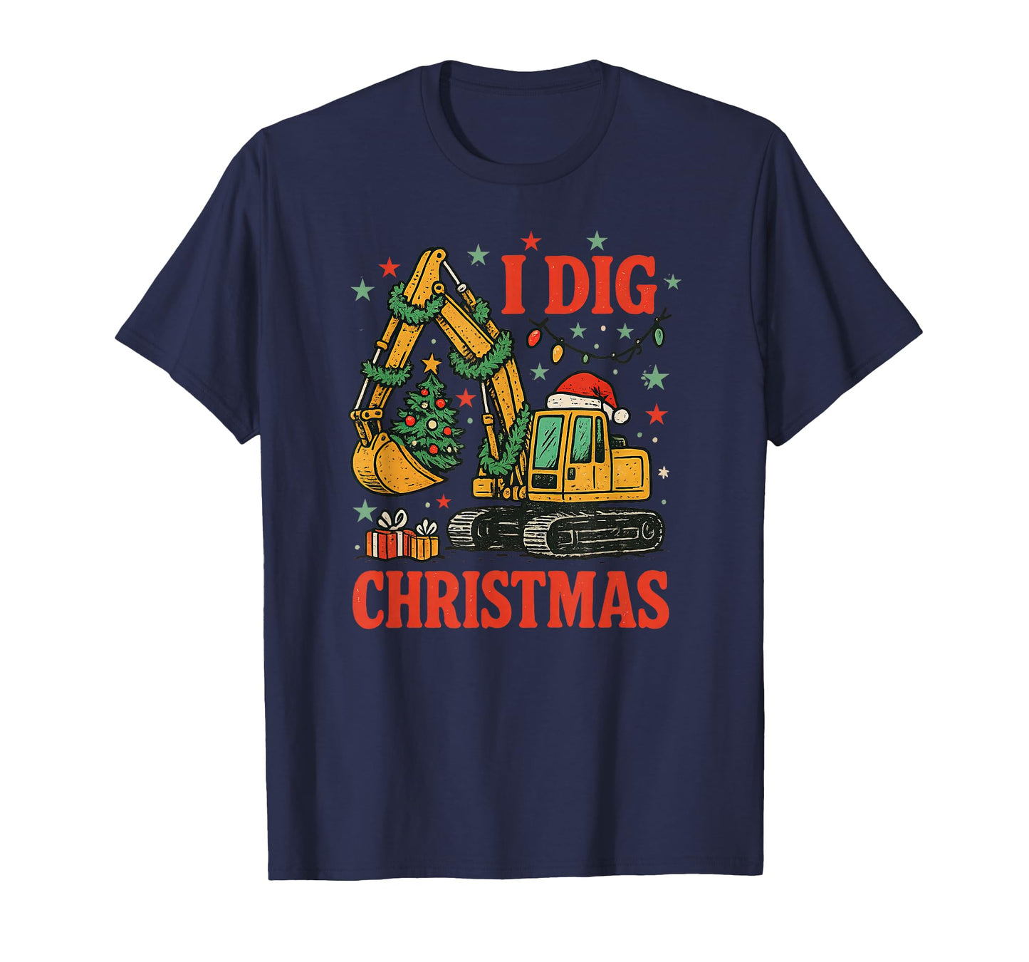 I Dig Christmas Excavator Retro Holiday Meme T-Shirt
