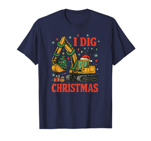 I Dig Christmas Excavator Retro Holiday Meme T-Shirt