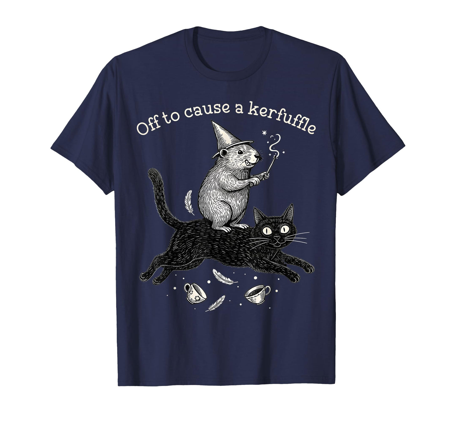 Whimsical Capy Wizard Off to Cause A Kerfuffle Meme Cat T-Shirt