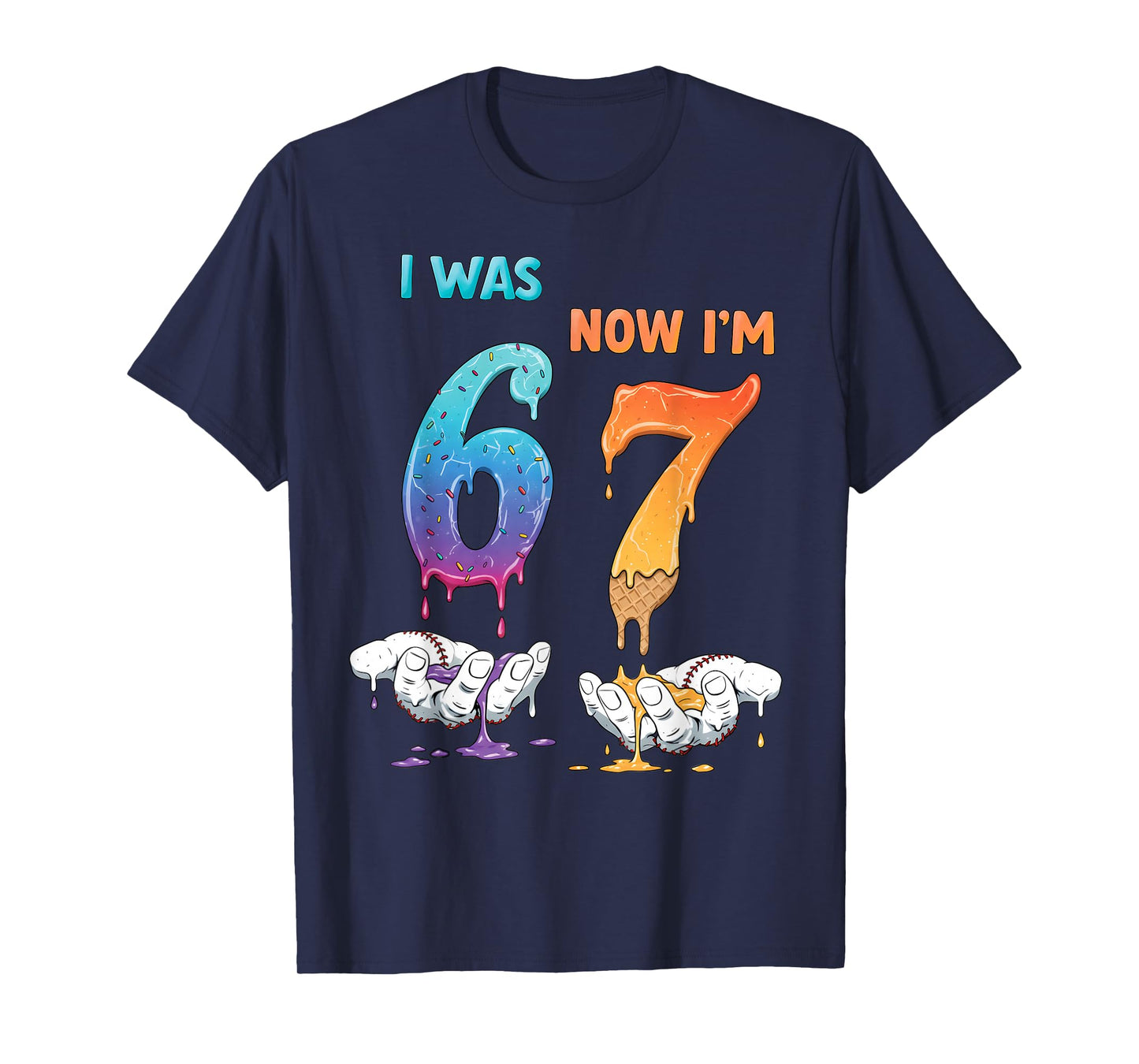 Six Seven Meme 7 Year Old Birthday Shirt was 6 Now I'm 7 T-Shirt