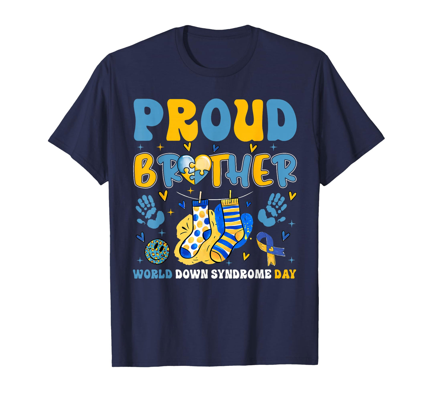 Retro Proud Brother World Down Syndrome Day Boy Men Kid T-Shirt