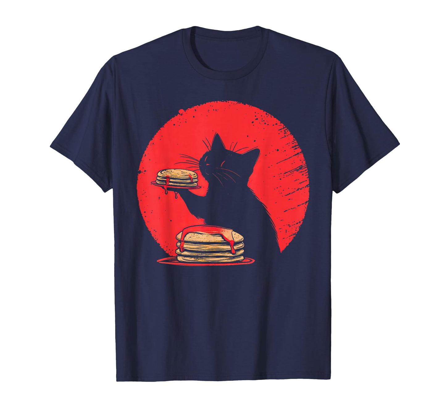 Kawaii Cat Eating Pancakes Funny Breakfast Kitten Food Lover T-Shirt