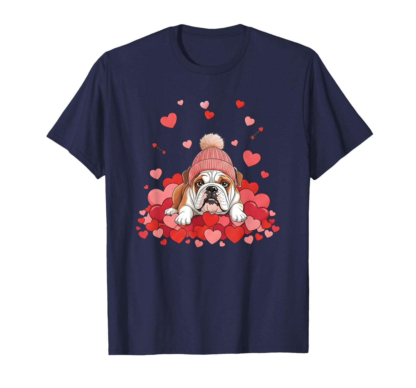English Bulldog Valentines Day Dog Mom Dad Heart Pet Lovers T-Shirt