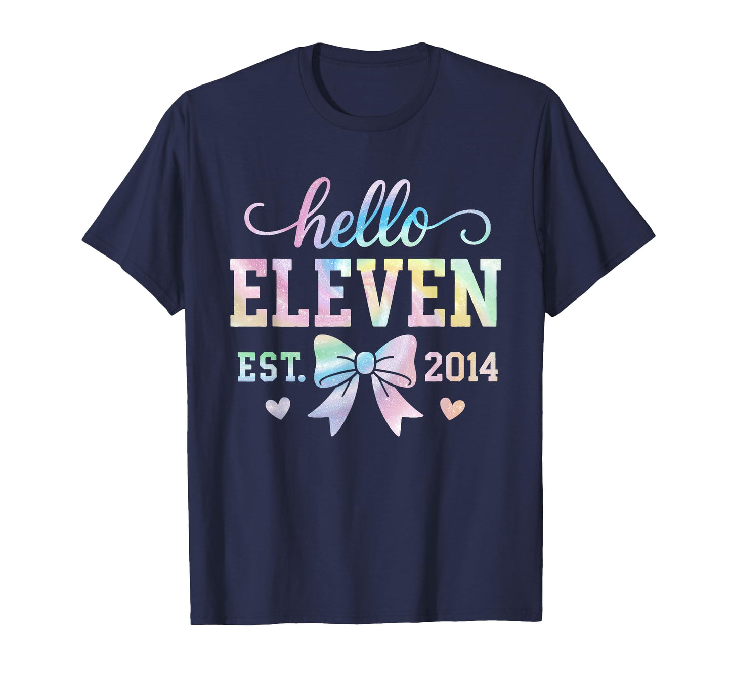 Hello Eleven Est 2014 Coquette Bow 11th Birthday Girl T-Shirt