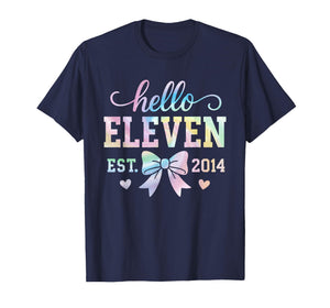 Hello Eleven Est 2014 Coquette Bow 11th Birthday Girl T-Shirt